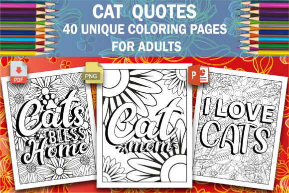 Cat Quotes Coloring Book Pages: A Creative Design Resource